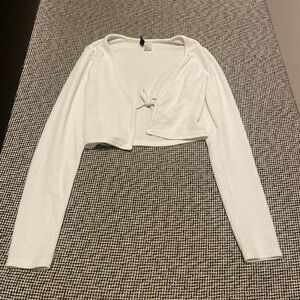 H&M White Tie-Front Crop Cardigan
